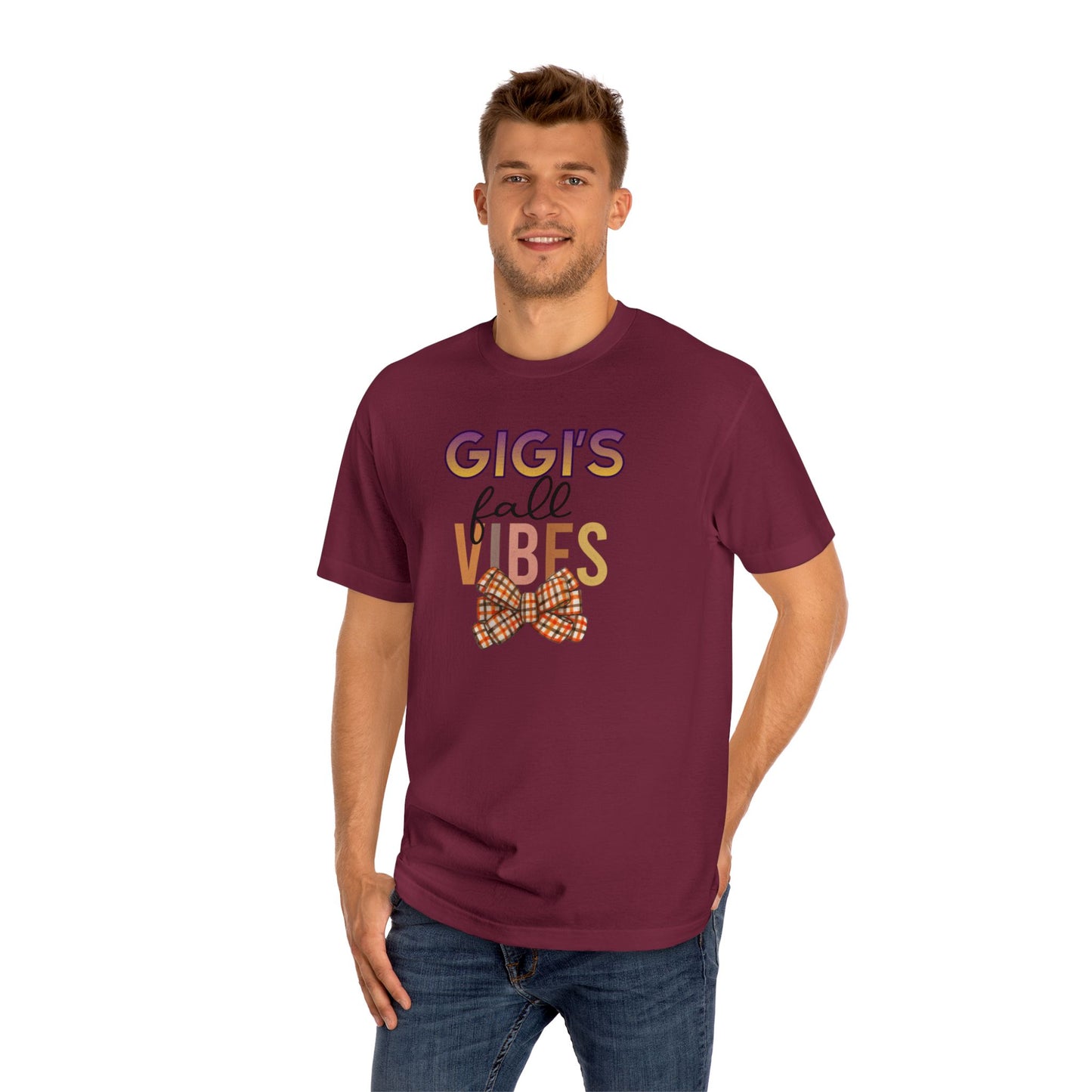 Gigi's Fall Vibes Tee — Plaid Bow Grandma Autumn Shirt