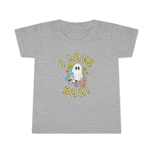 Adorable Toddler Halloween T-shirt - I Love Boo! Cute Ghost Design for Kids, Halloween Costume, Fall Celebration, Trick-or-Treat