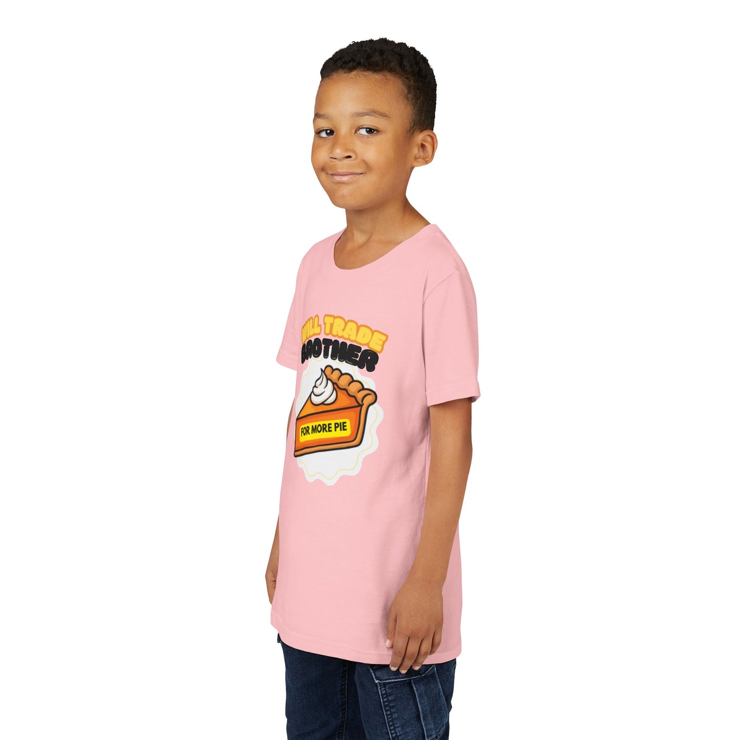 Youth Tee — "Will Trade Brother For More Pie" Thanksgiving Kids T-Shirt