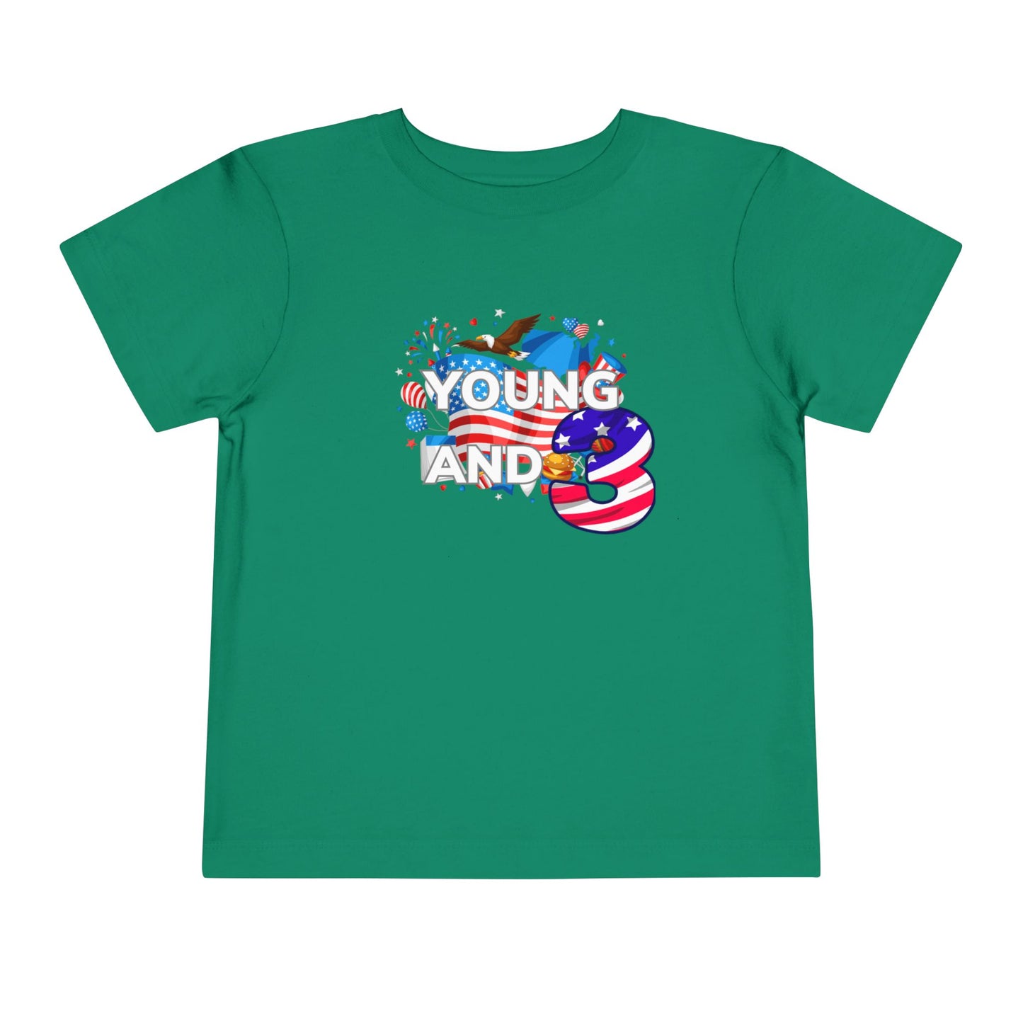 3rd Birthday- "Young and Free" USA Toddler Tee – Cute Kids' Unisex Shirt with Patriotic Design