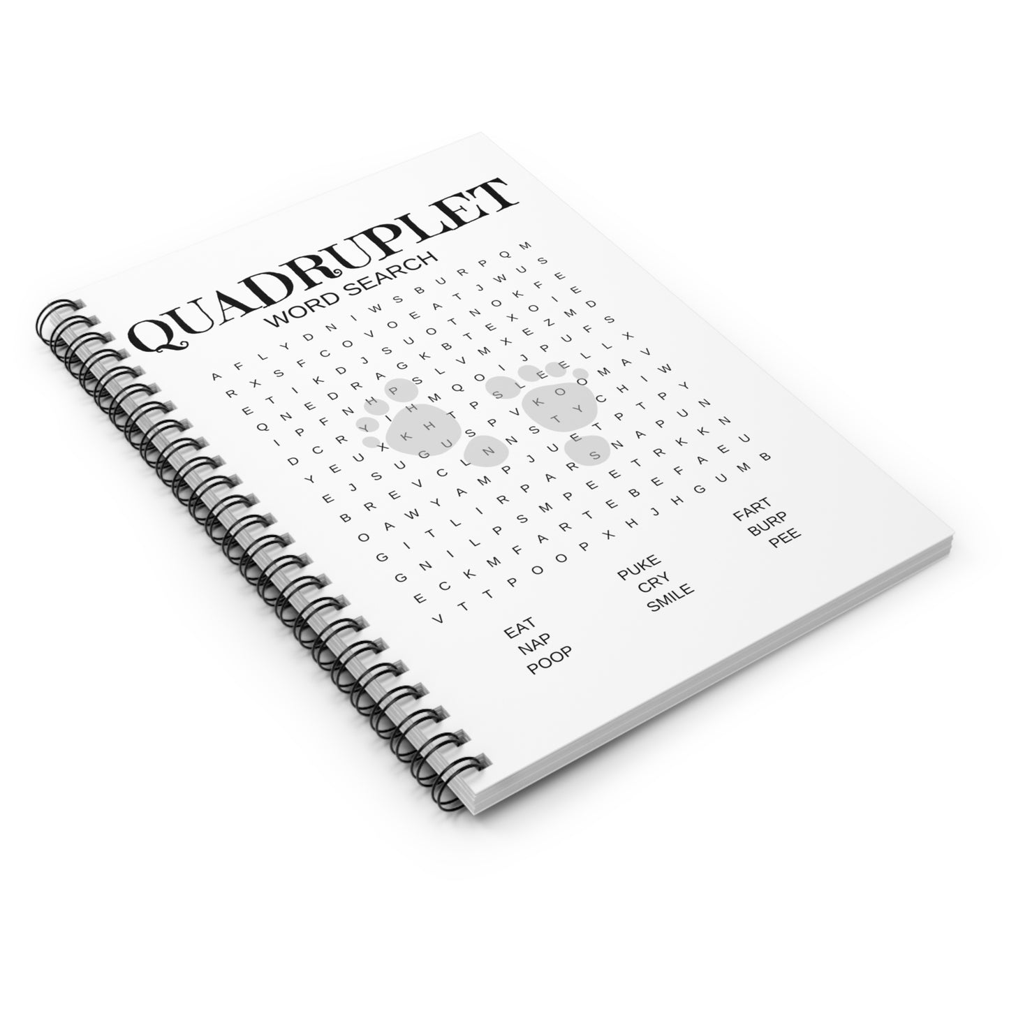 Quadruplet Funny Word Search Spiral Notebook - Ruled Lined