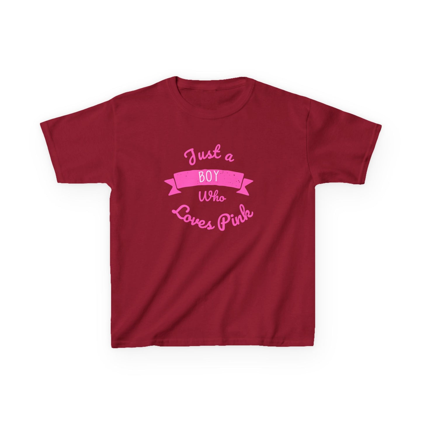 Just a Boy Who Loves Pink Kids Heavy Cotton Tee - Fun T-Shirt for Boys, Great for Birthdays and Celebrations