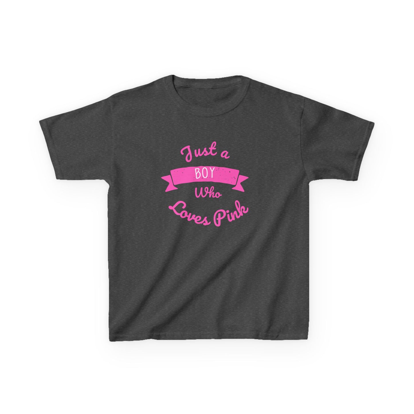 Just a Boy Who Loves Pink Kids Heavy Cotton Tee - Fun T-Shirt for Boys, Great for Birthdays and Celebrations