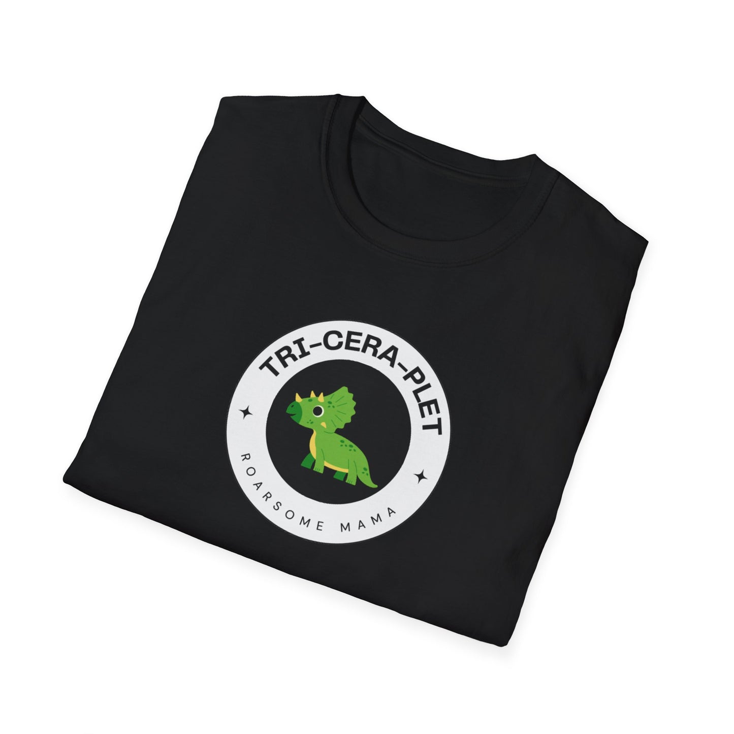 Tri-Cera-Plet-Roarsome Mama- T-Shirt - for Triplet Mamas and Dinosaur Lovers