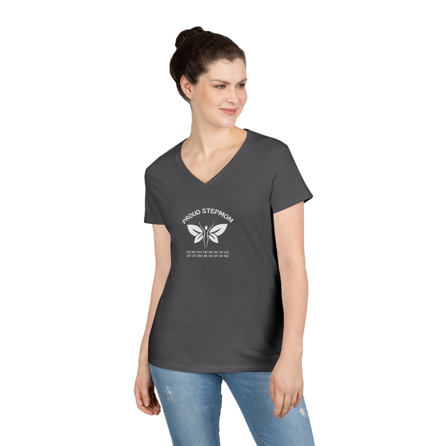 "Proud Stepmom"- V-Neck T-Shirt - Cute Gift for Stepmoms