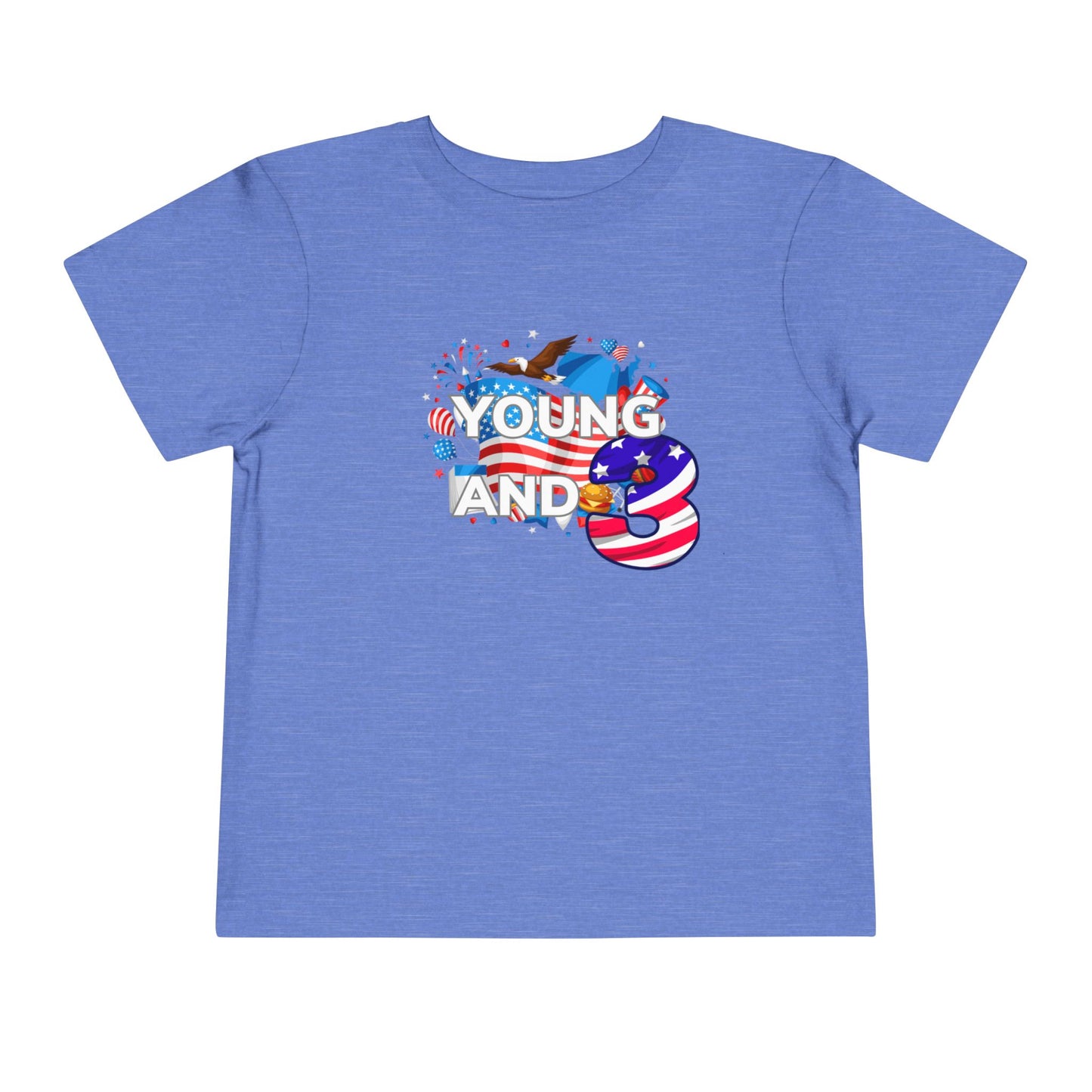 3rd Birthday- "Young and Free" USA Toddler Tee – Cute Kids' Unisex Shirt with Patriotic Design