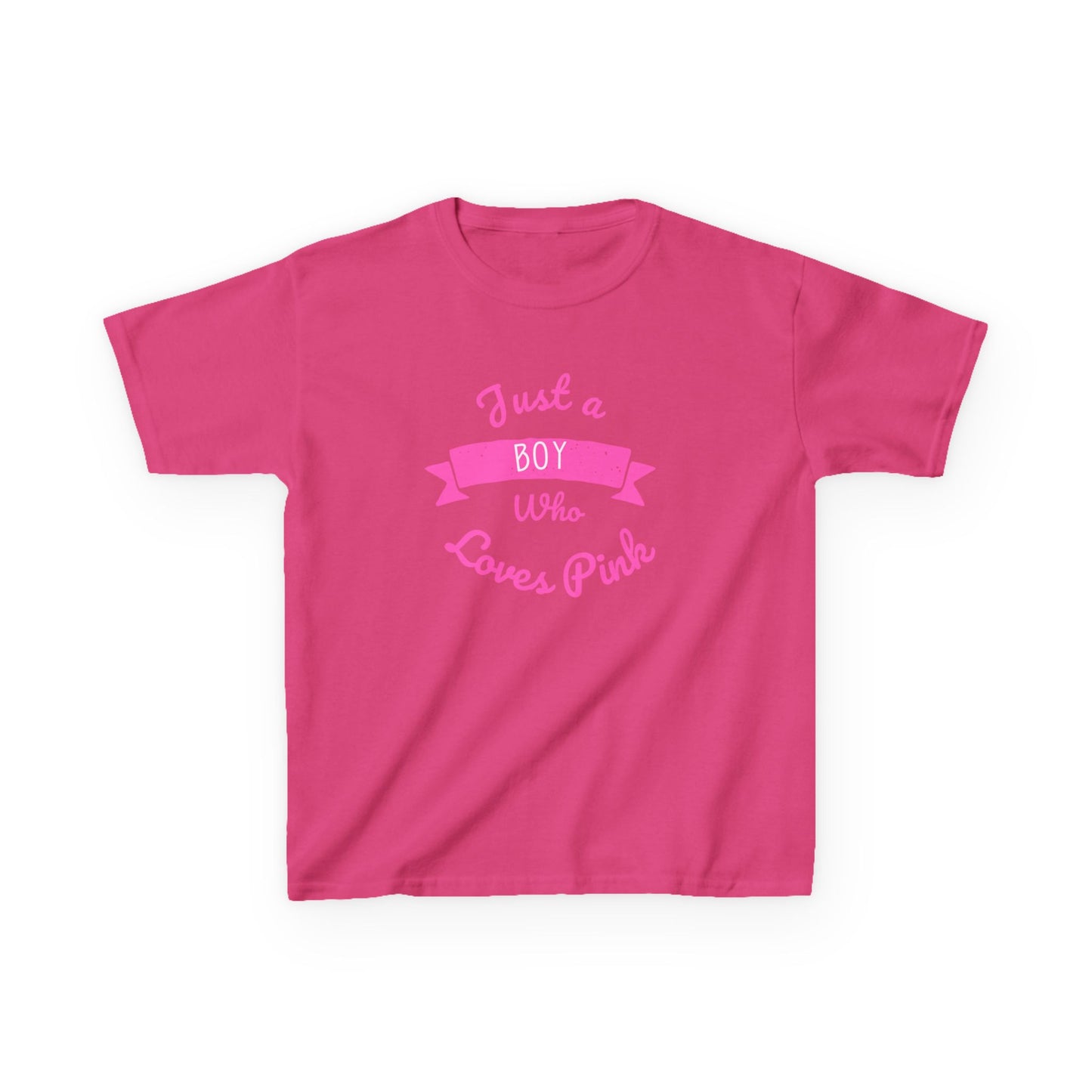 Just a Boy Who Loves Pink Kids Heavy Cotton Tee - Fun T-Shirt for Boys, Great for Birthdays and Celebrations