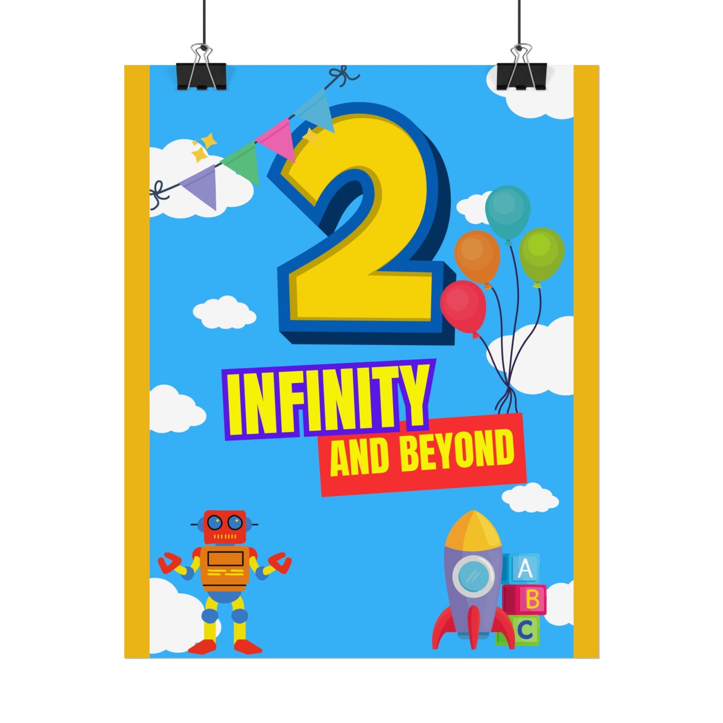 2nd Birthday Poster- 'to Infinity and Beyond' kids party theme decor