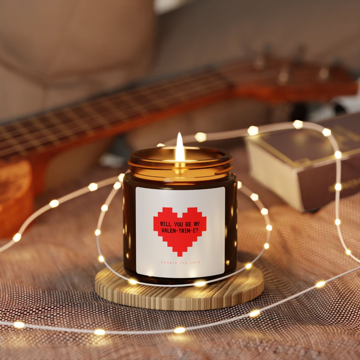 Romantic Candle - "Will You Be My Valen-twin-e?" - Perfect for Valentine's Day