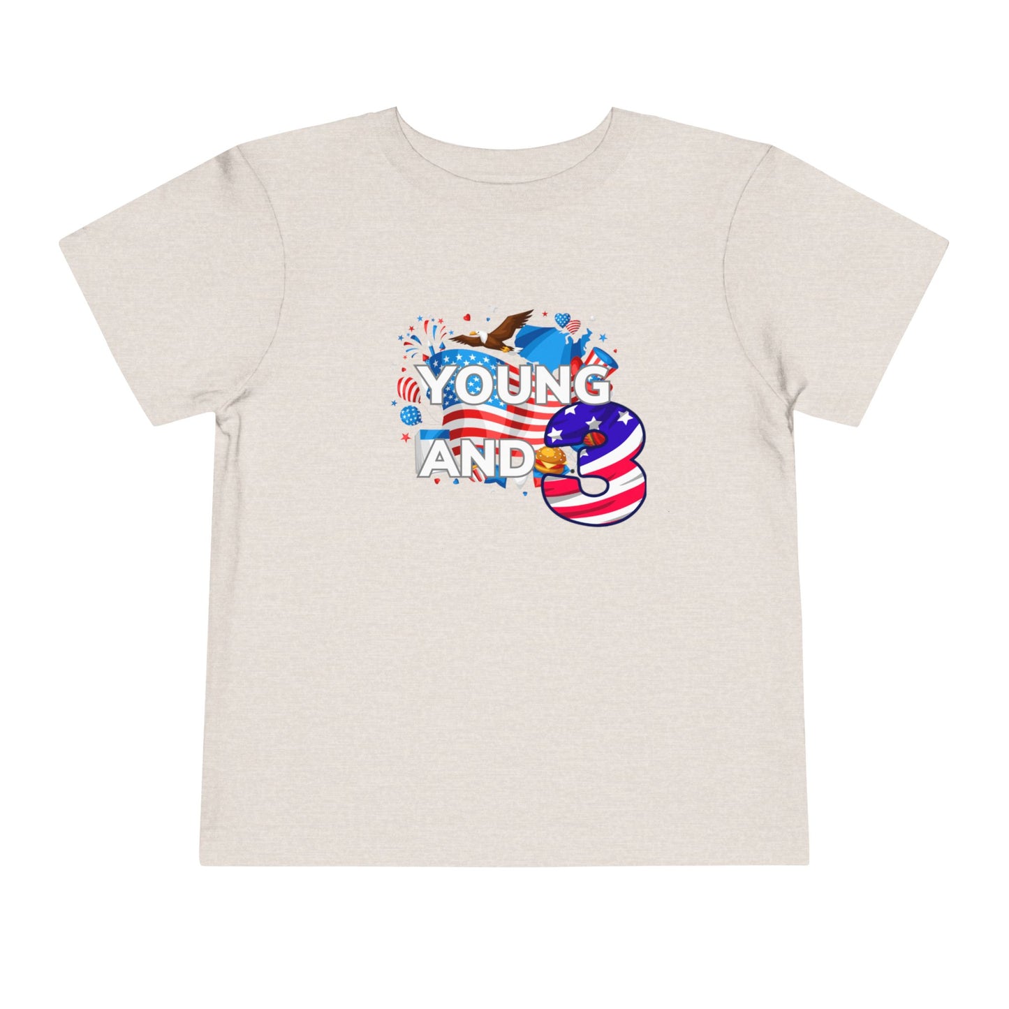 3rd Birthday- "Young and Free" USA Toddler Tee – Cute Kids' Unisex Shirt with Patriotic Design