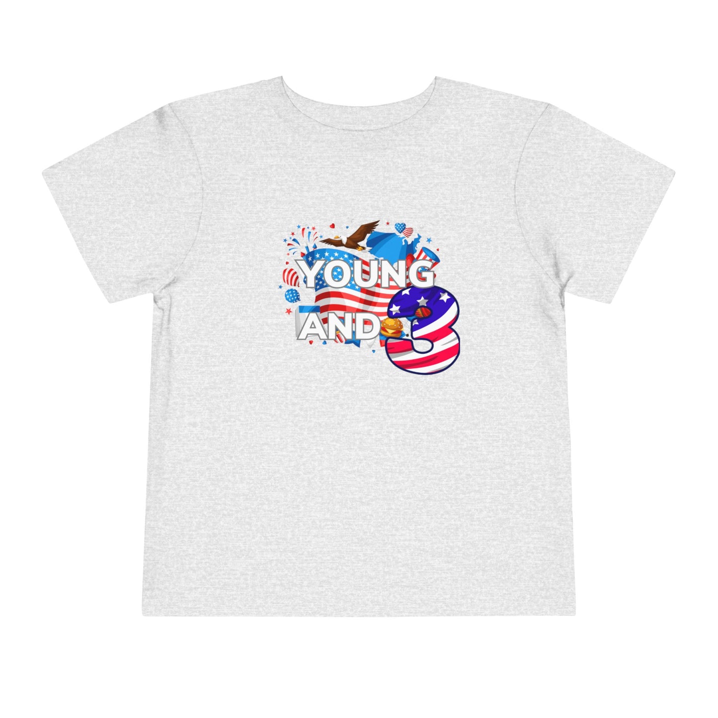 3rd Birthday- "Young and Free" USA Toddler Tee – Cute Kids' Unisex Shirt with Patriotic Design