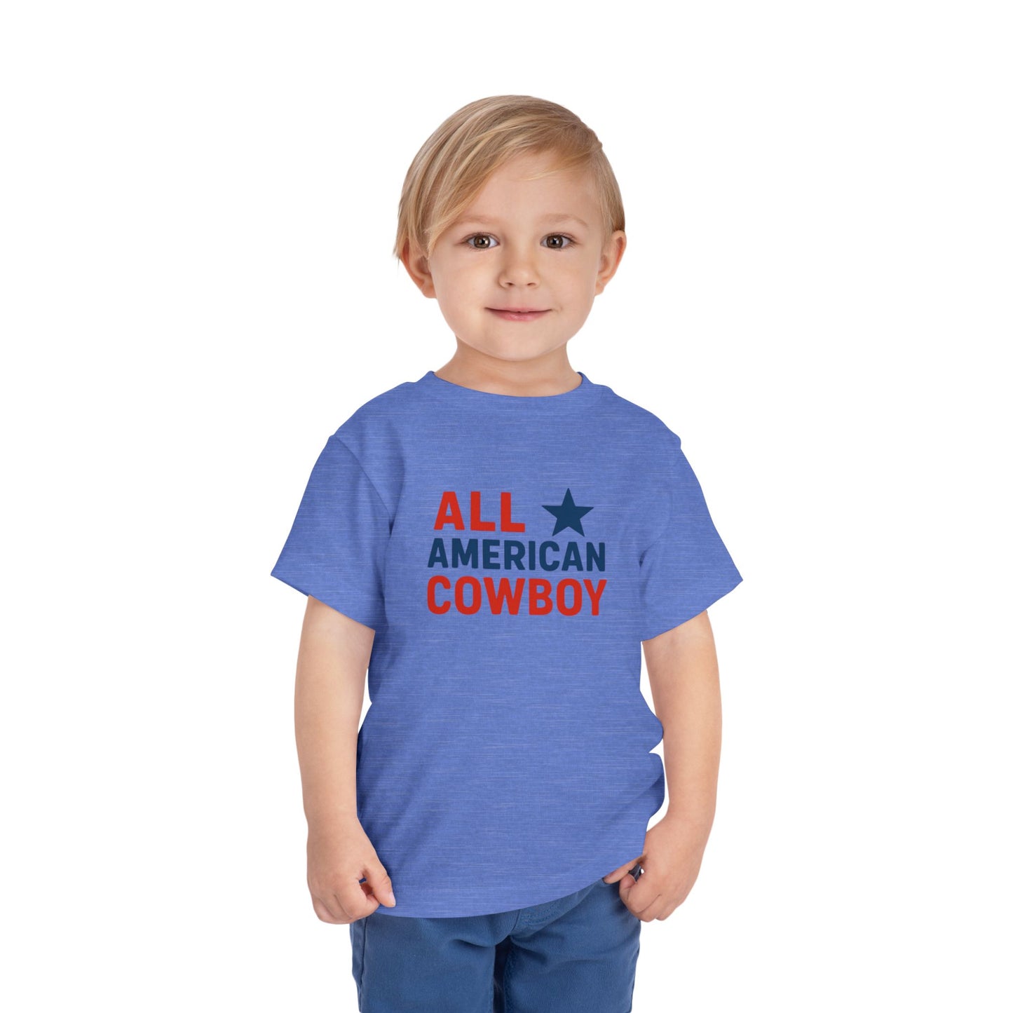 All American Cowboy Toddler Tee — Patriotic Kids Short Sleeve Shirt