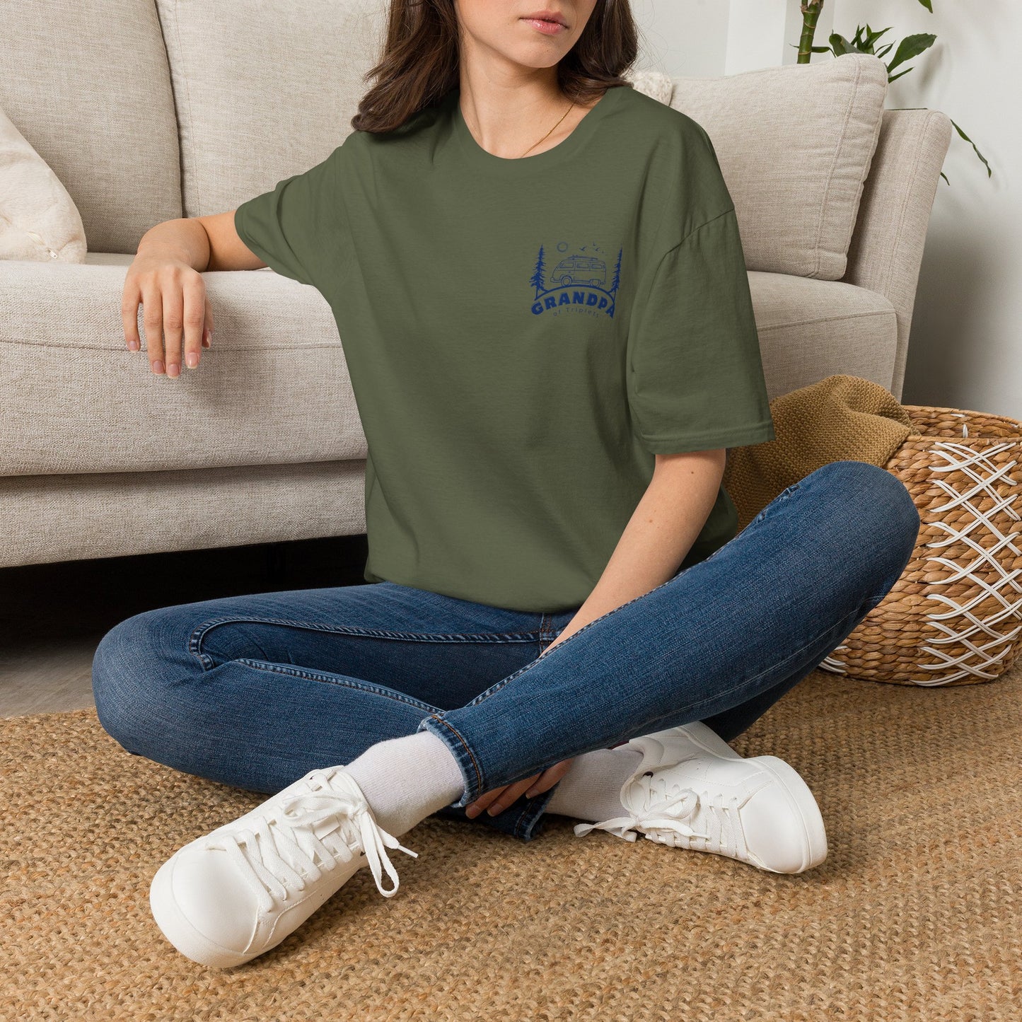 Grandpa of Triplets- Camper Graphic T-Shirt — front and Back Designs