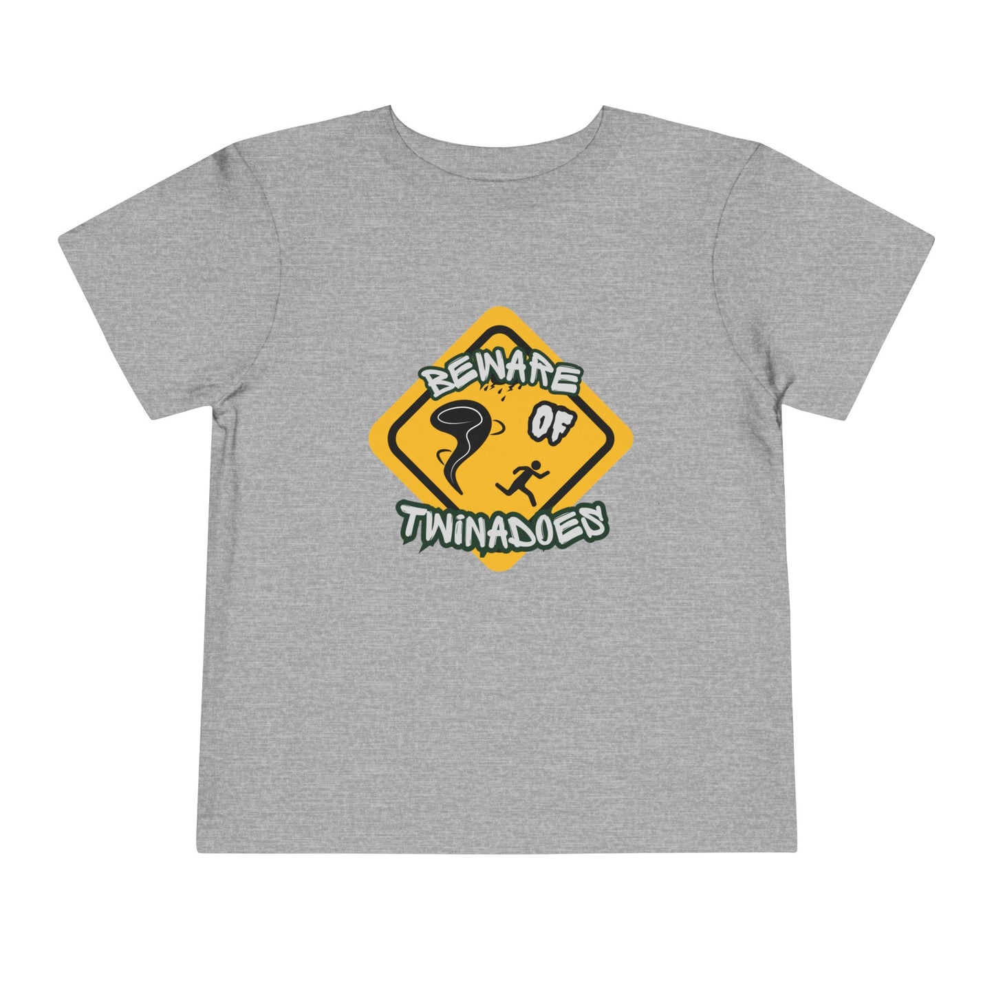 Toddler Tee — "Beware of Twinadoes" Yellow Warning Sign Kids Shirt