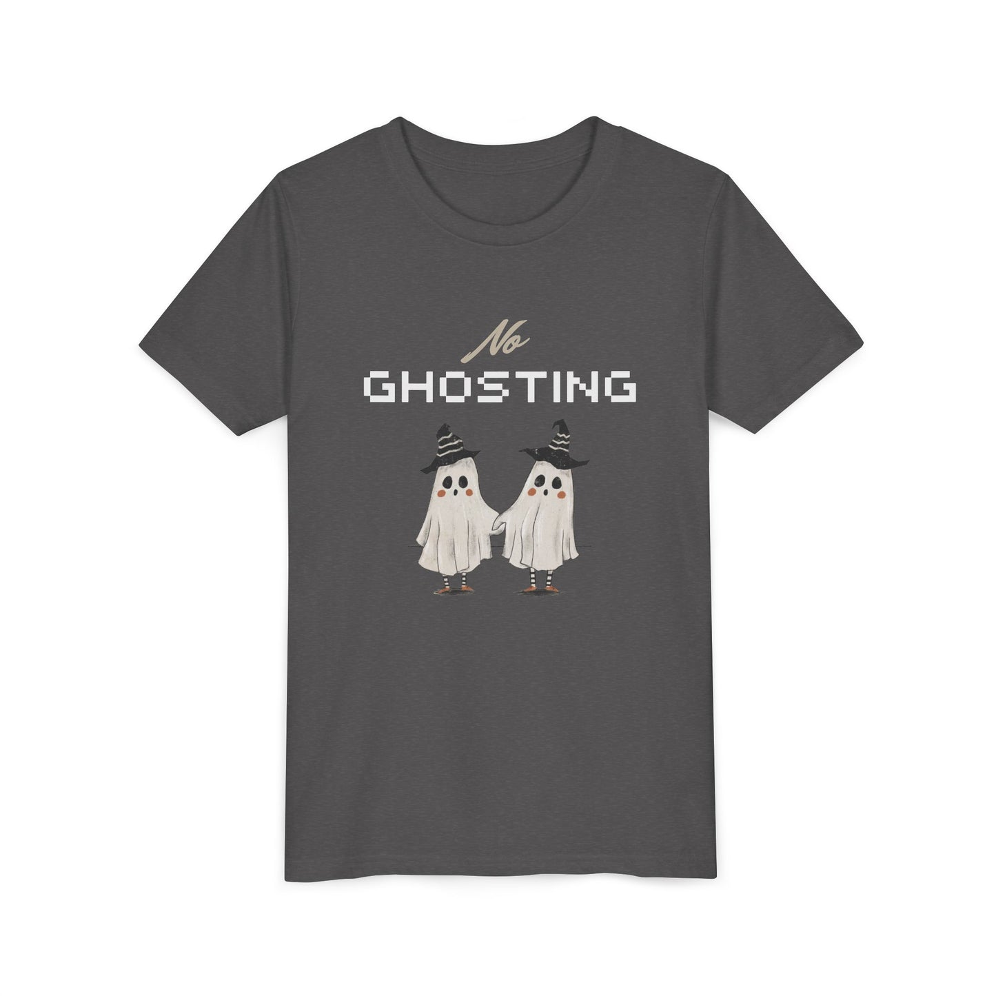 Youth Tee - "No Ghosting" Cute Ghost Kids Halloween T-Shirt