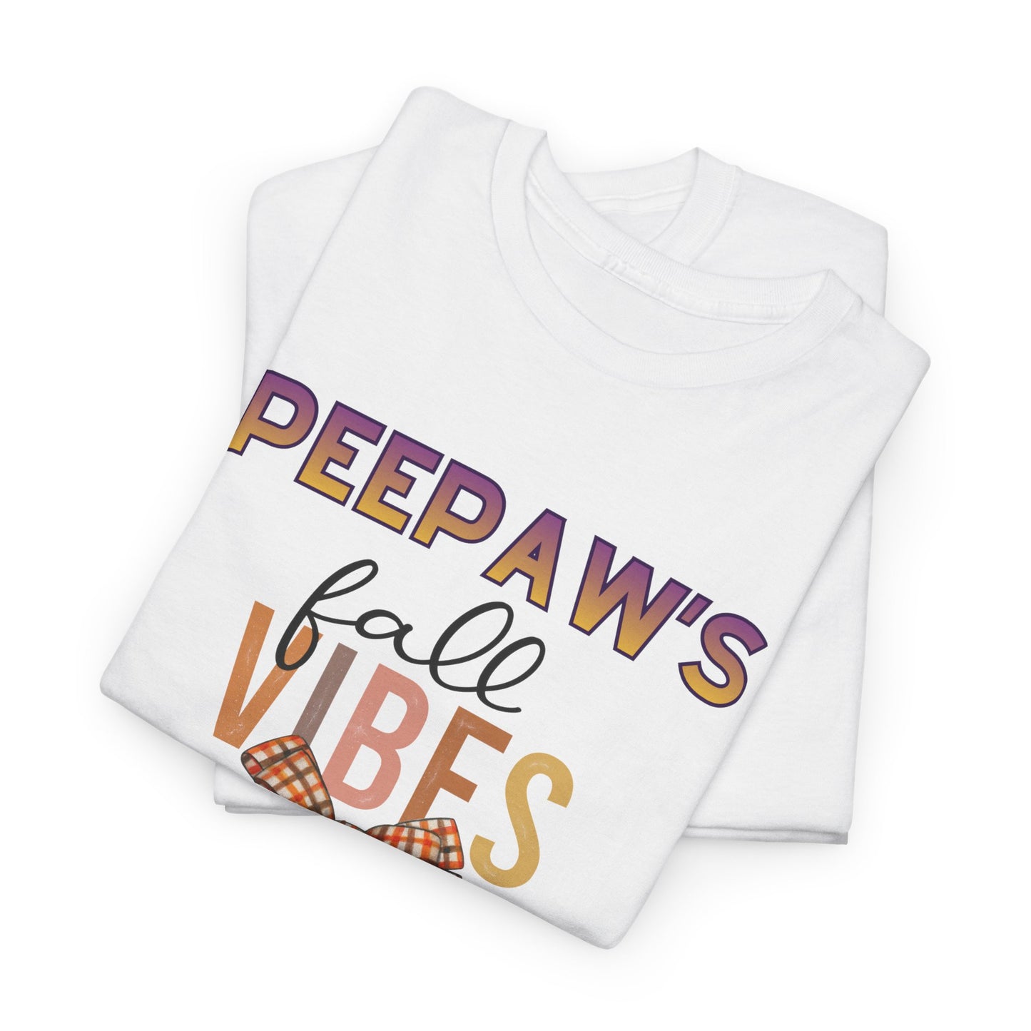 Pepaw's Fall Vibes T-Shirt — Grandpa Autumn Plaid Bow Tee