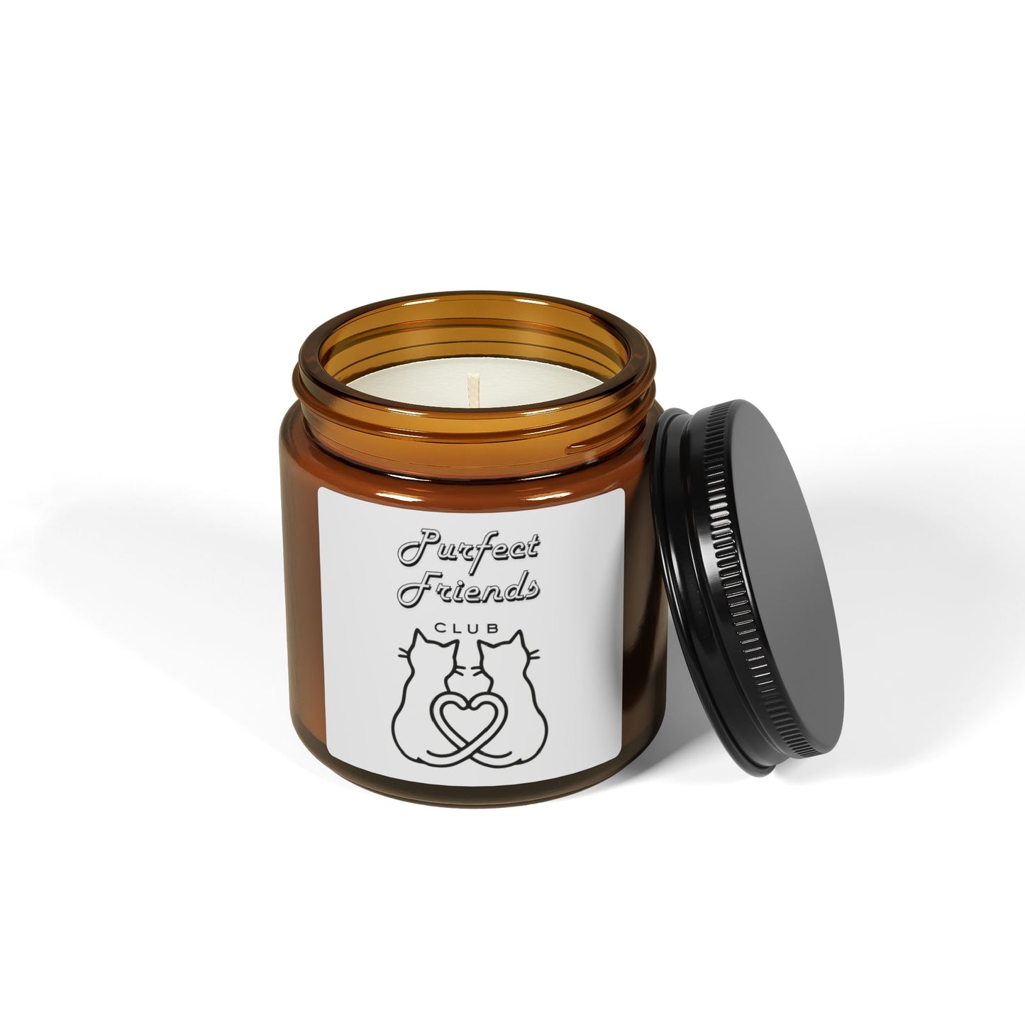 Purfect Friends Club- Soy Candle – Amber Jar, Cozy Floral Scent (Gift for Cat Lovers)