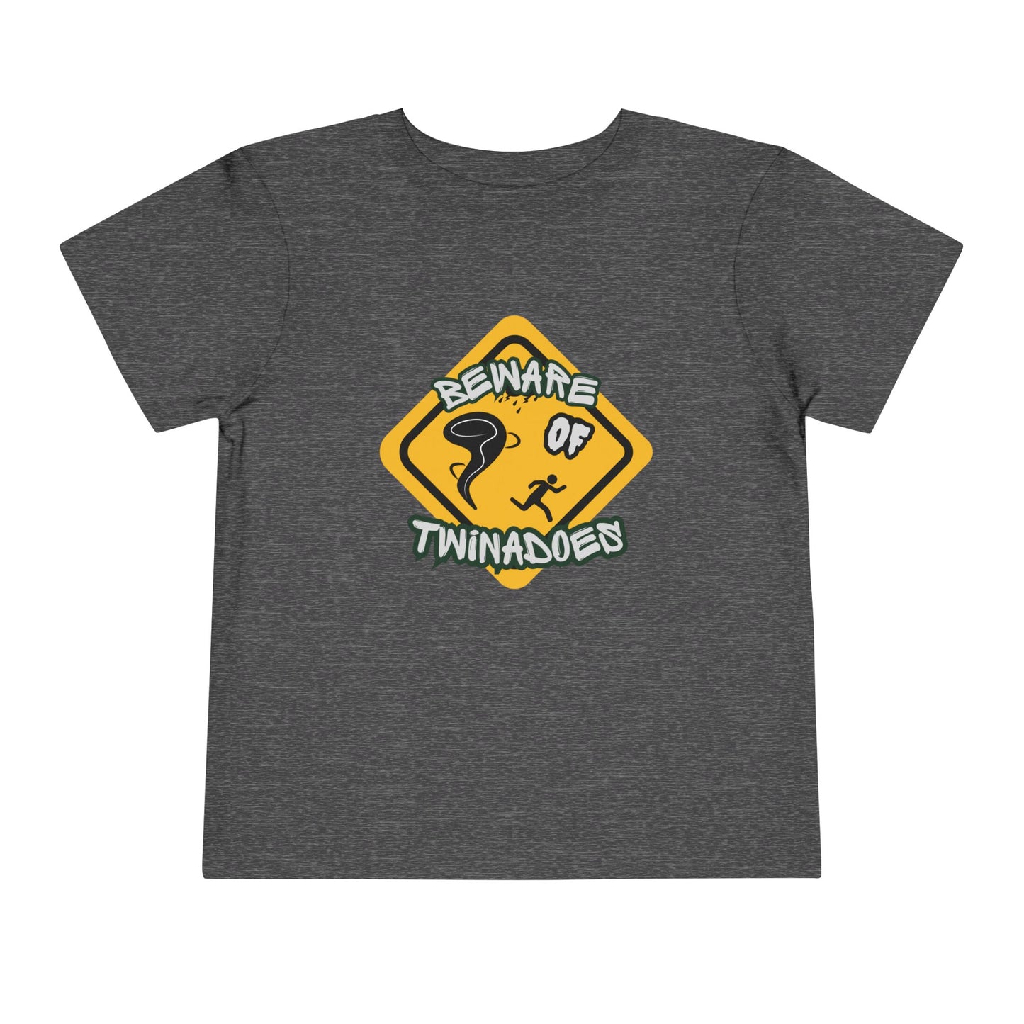 Toddler Tee — "Beware of Twinadoes" Yellow Warning Sign Kids Shirt