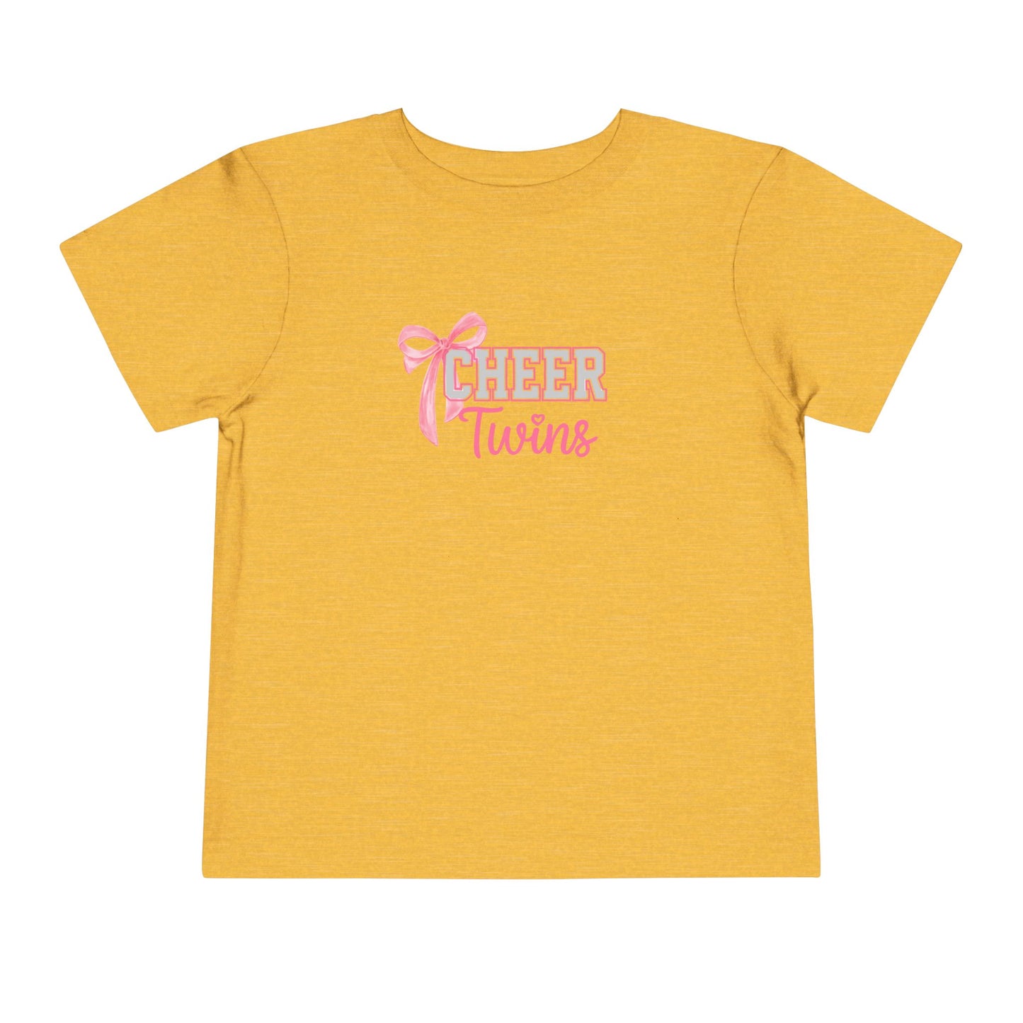 Toddler Tee - "Cheer Twins" Pink Bow Graphic