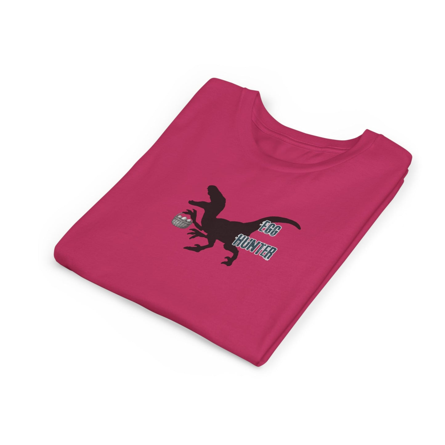Kids T‑Shirt – 'Egg Hunter' Raptor Dinosaur Easter Tee