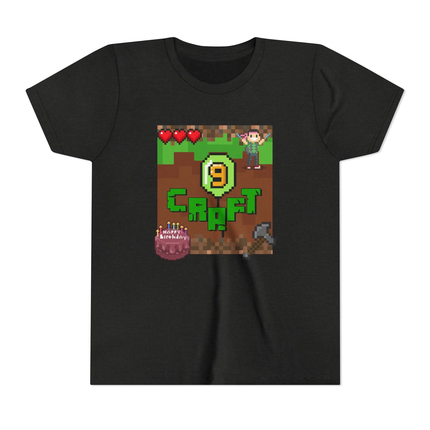 Minecraft-Style '9 Craft' Kids Tee — Birthday Gamer Shirt