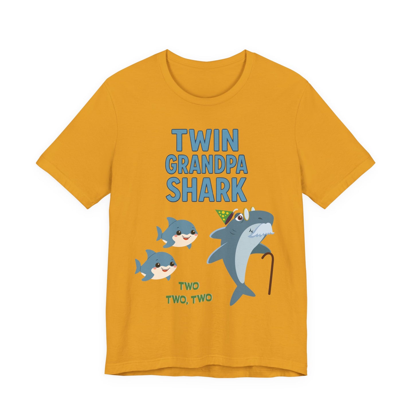 Twin Grandpa Shark T‑Shirt – Cute Grandpa & Twin Grandkids Family Tee