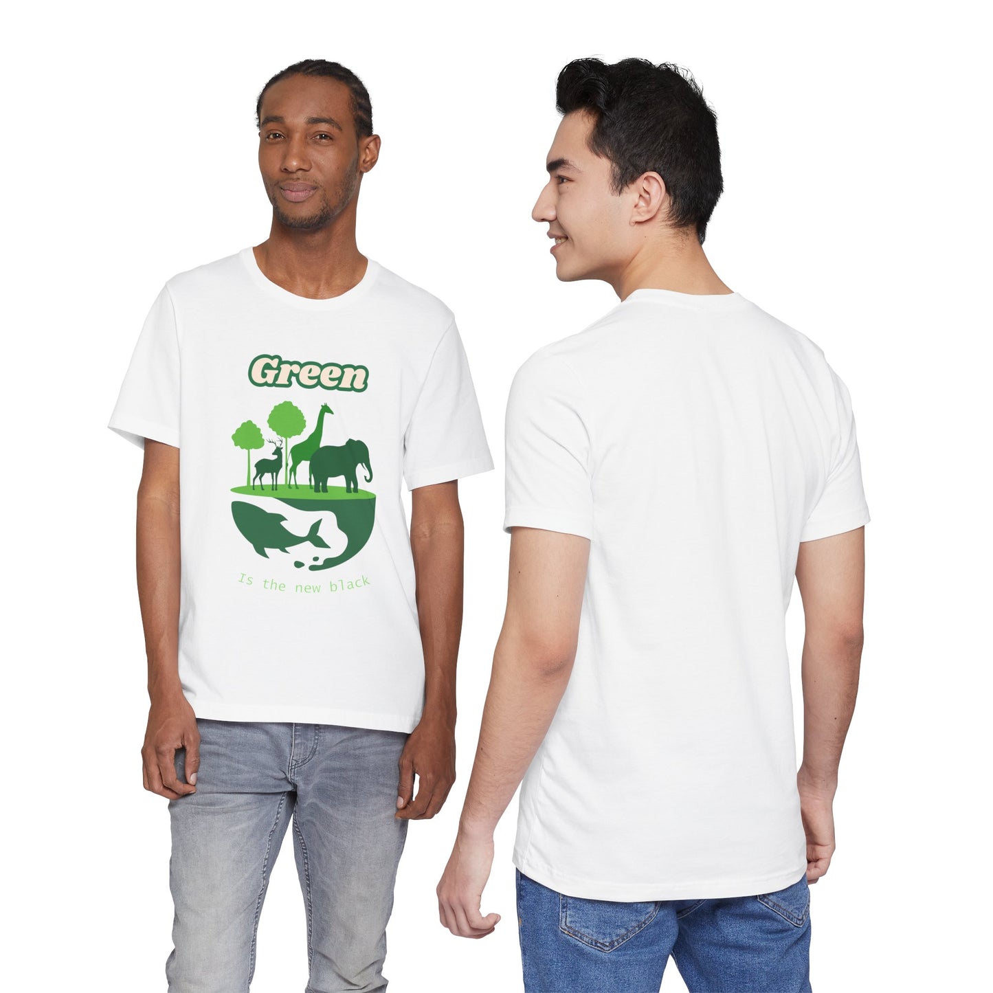 Green Mens Wildlife Conservation T-Shirt — "Green is the New Black" Eco Tee