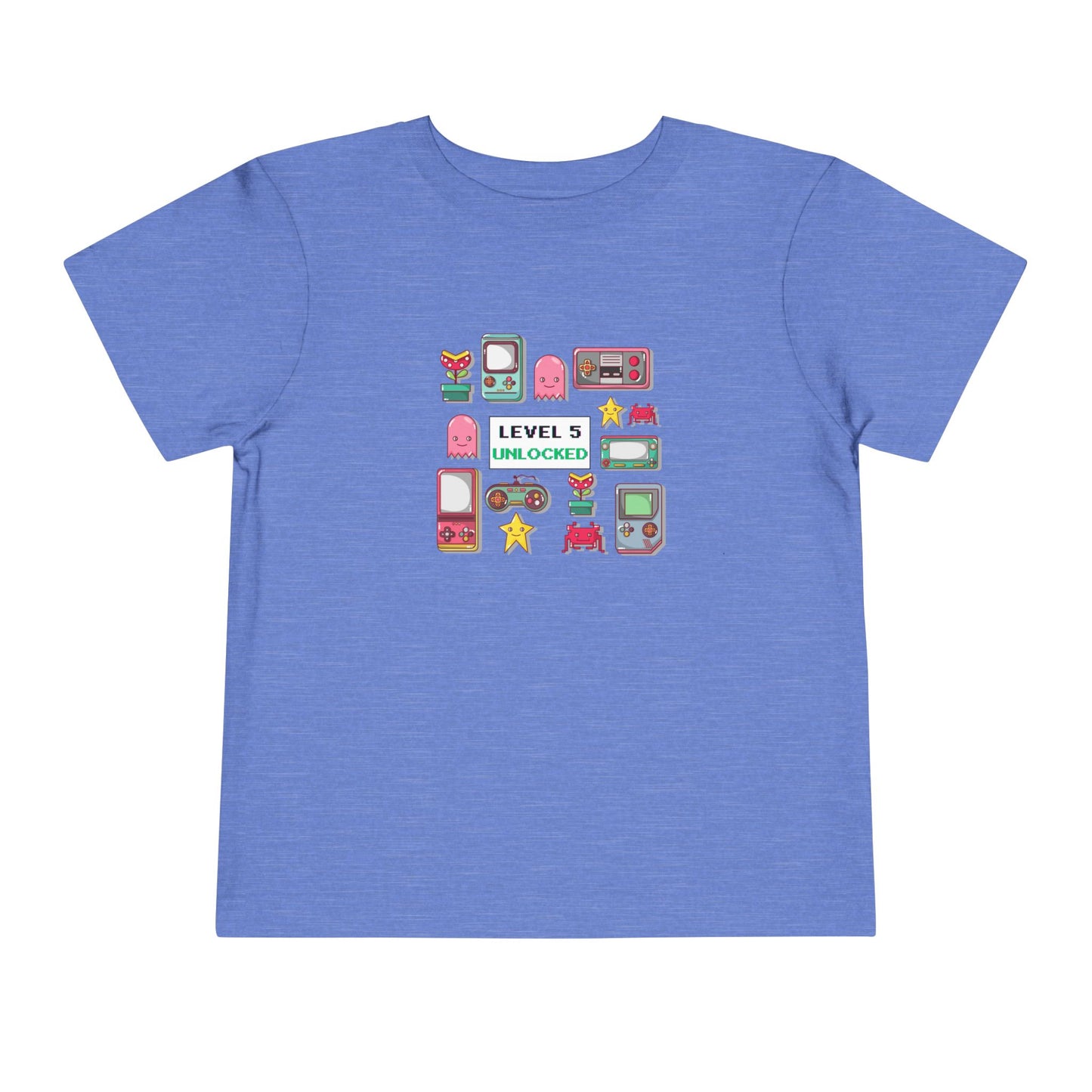 5th Birthday Tee — "Level 5 Unlocked" Retro Game Icons