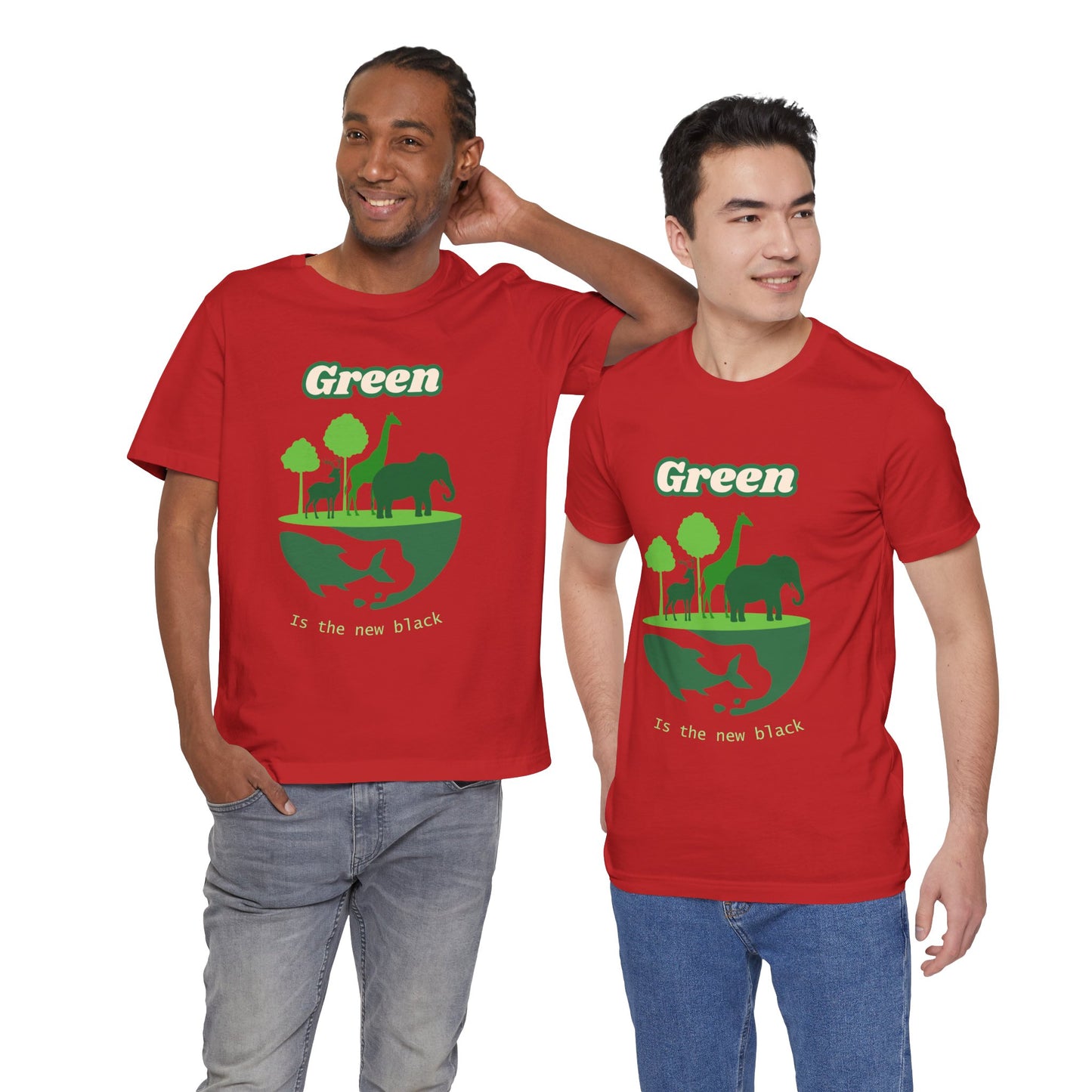 Green Mens Wildlife Conservation T-Shirt — "Green is the New Black" Eco Tee