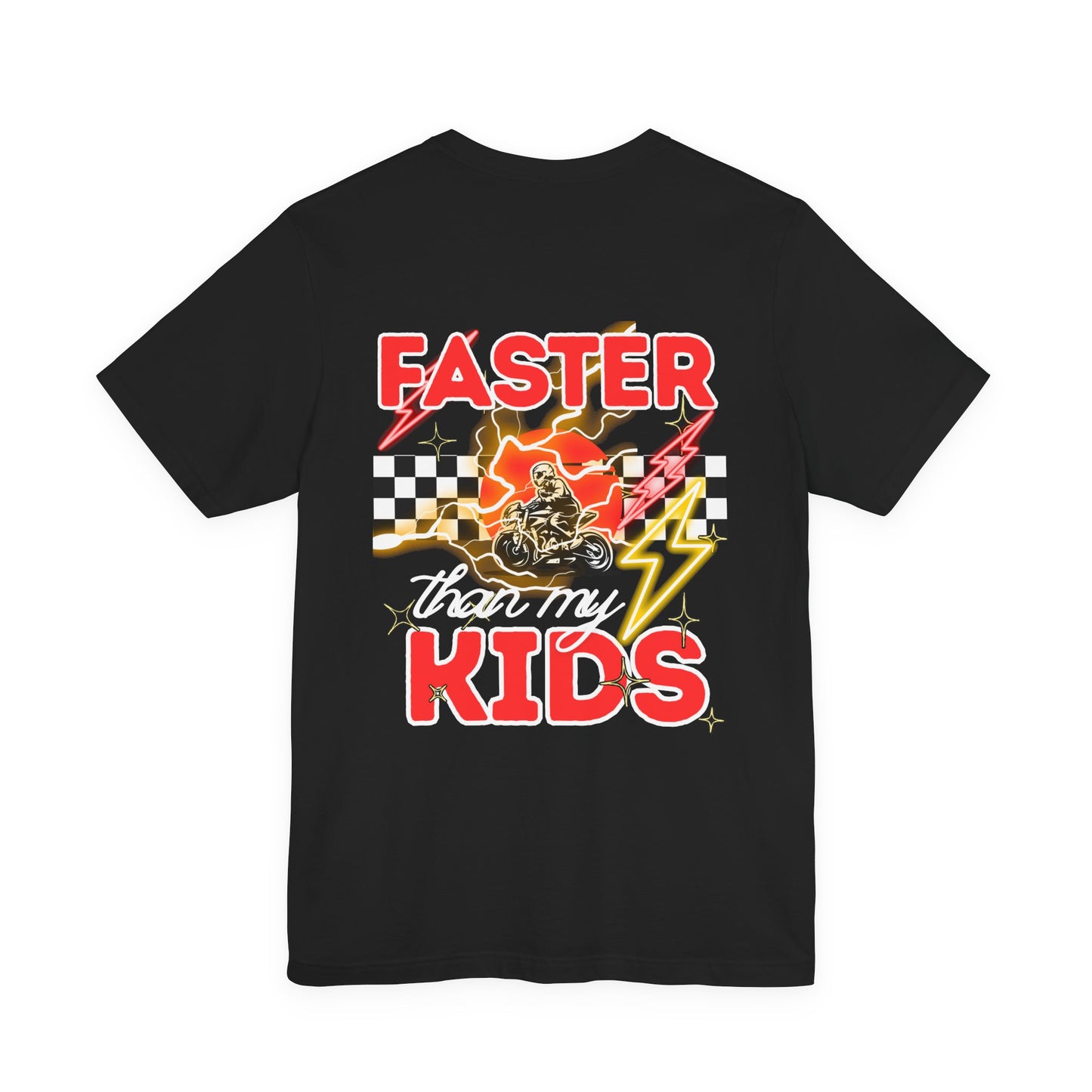 Faster Than My Kids Racing Tee — Motorcycle Retro Graphic Shirt