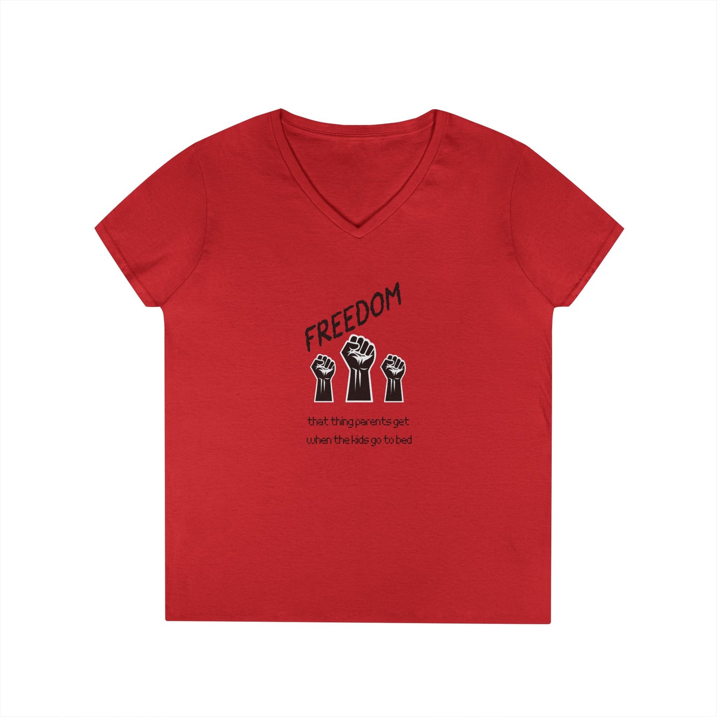 Freedom Fist V-Neck Tee — Women's Social Justice Protest Shirt