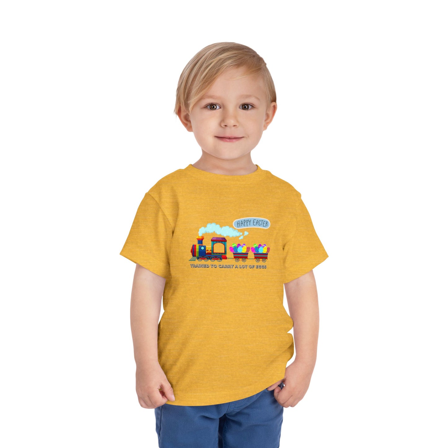 Toddler Easter Tee "Trained to carry lots of eggs" — Cute Train themed boy Shirt