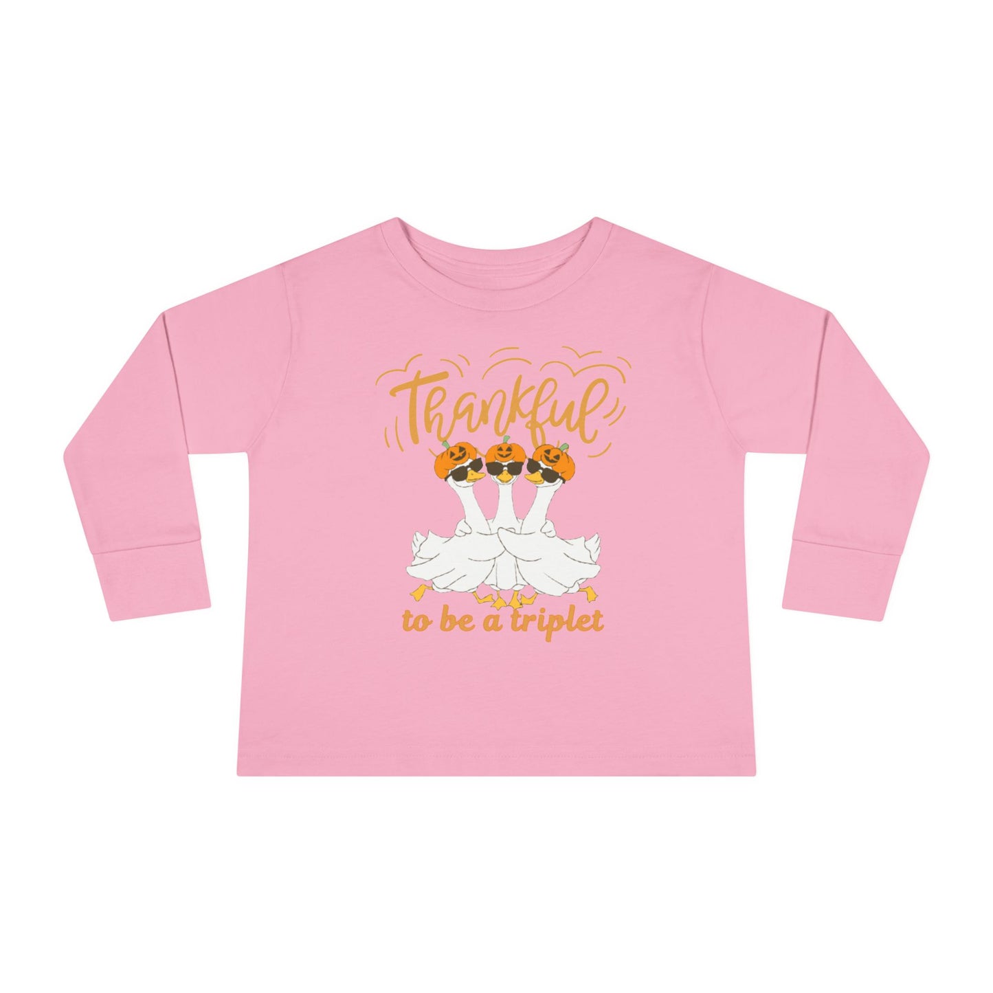 Thankful to Be a Triplet Toddler Long Sleeve Tee