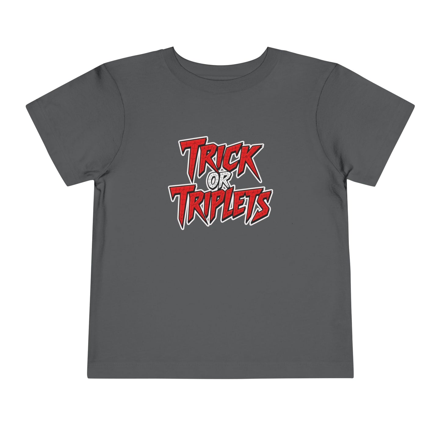 Triplet Toddler - Spiderman Shirt — "Trick or Triplets" Halloween Graphic (2 to 5 years old)