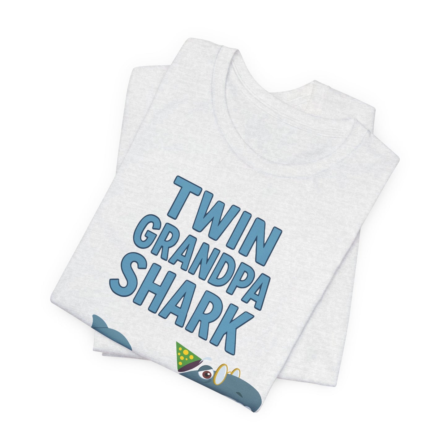 Twin Grandpa Shark T‑Shirt – Cute Grandpa & Twin Grandkids Family Tee