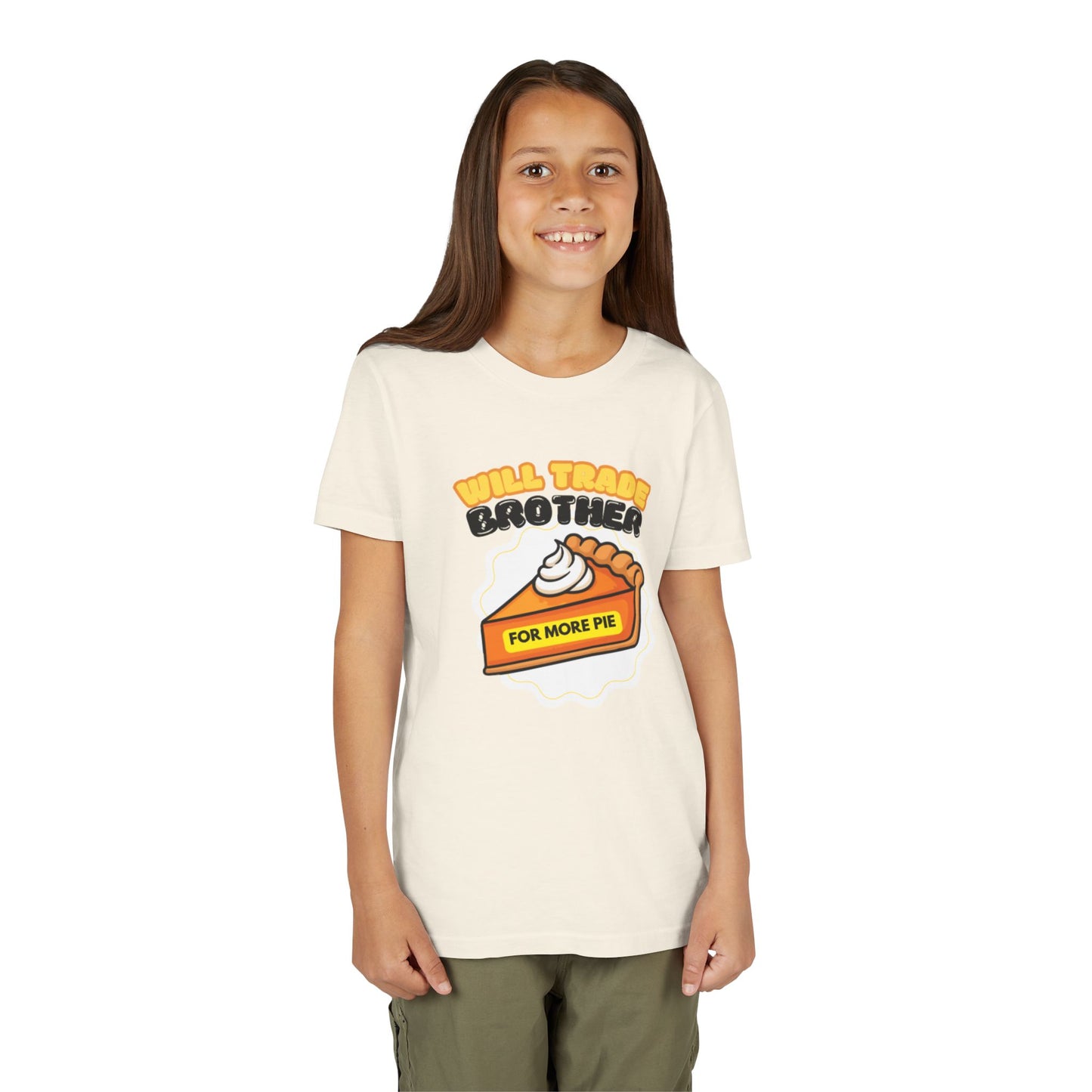 Youth Tee — "Will Trade Brother For More Pie" Thanksgiving Kids T-Shirt