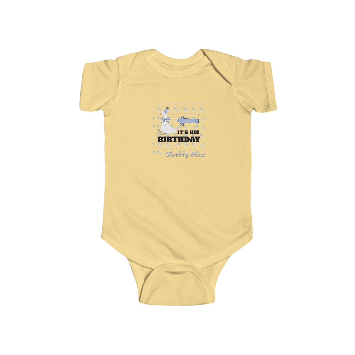 Twin Boys Bodysuit - "It's His Birthday" Charming Goose- First Birthday Baby Onesie