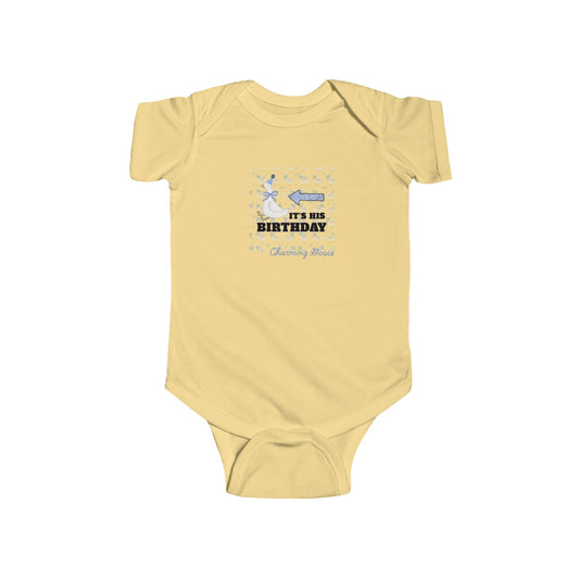 Twin Boys Bodysuit - "It's His Birthday" Charming Goose- First Birthday Baby Onesie