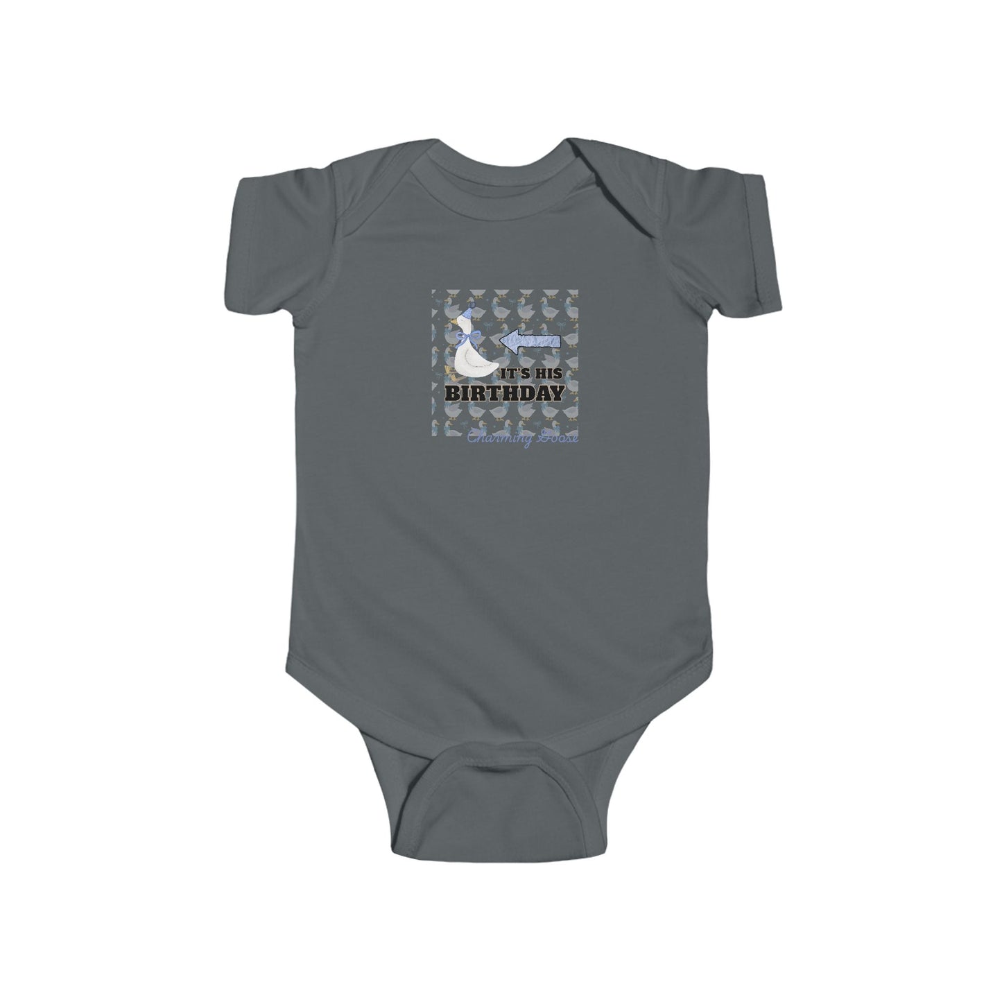 Twin Boys Bodysuit - "It's His Birthday" Charming Goose- First Birthday Baby Onesie