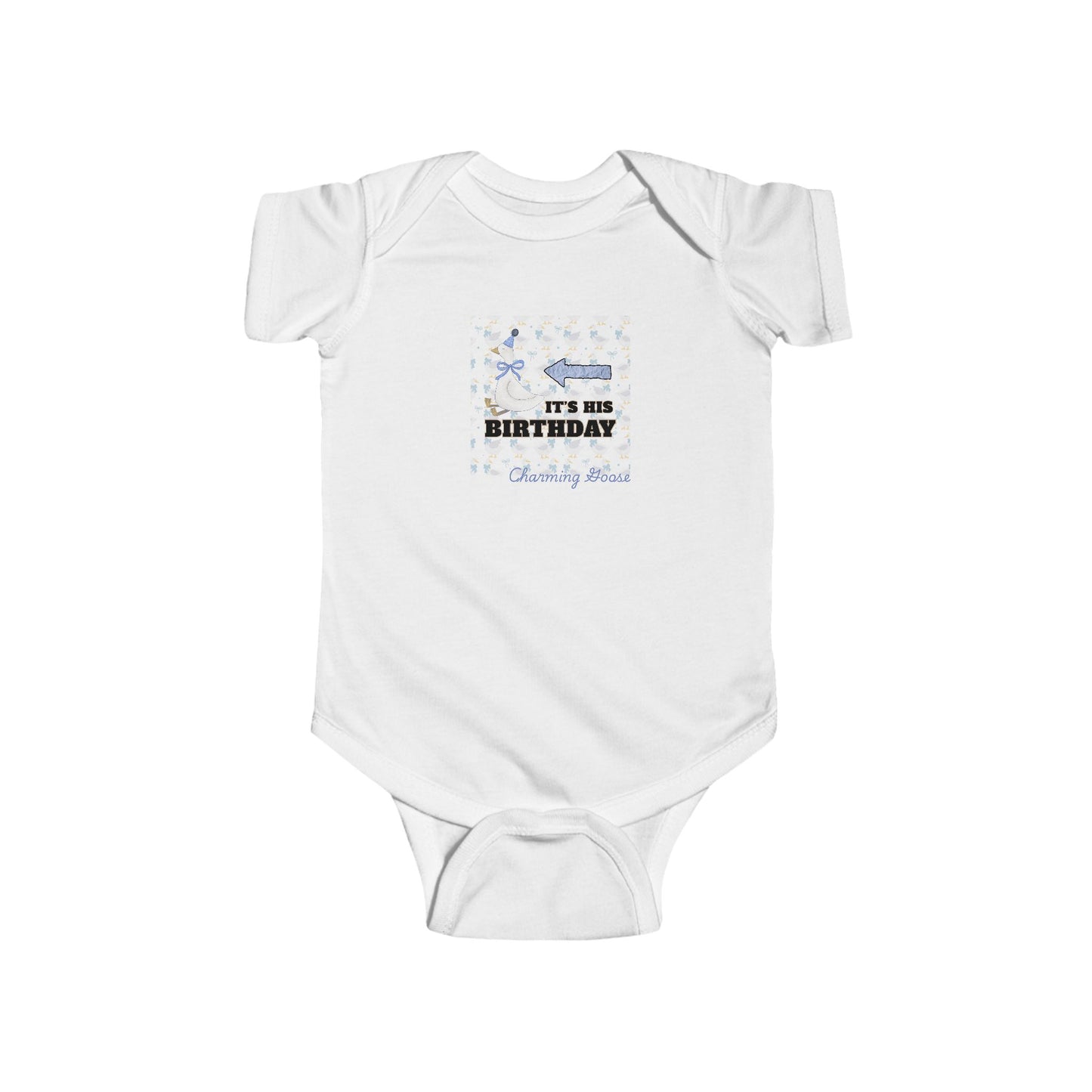 Twin Boys Bodysuit - "It's His Birthday" Charming Goose- First Birthday Baby Onesie