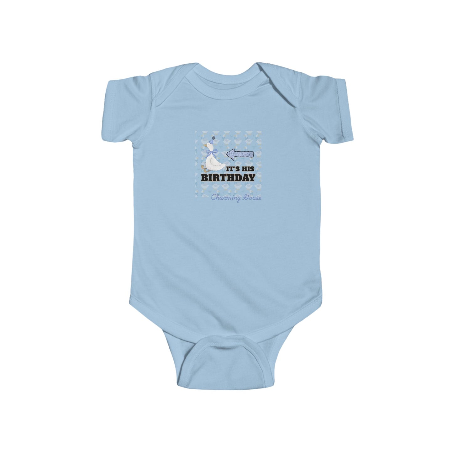 Twin Boys Bodysuit - "It's His Birthday" Charming Goose- First Birthday Baby Onesie