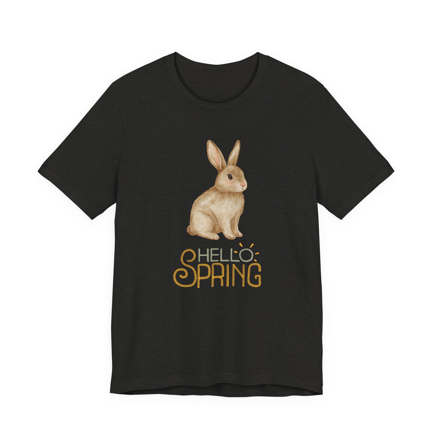Hello Spring Bunny T-Shirt — Cute Watercolor Rabbit Spring Tee