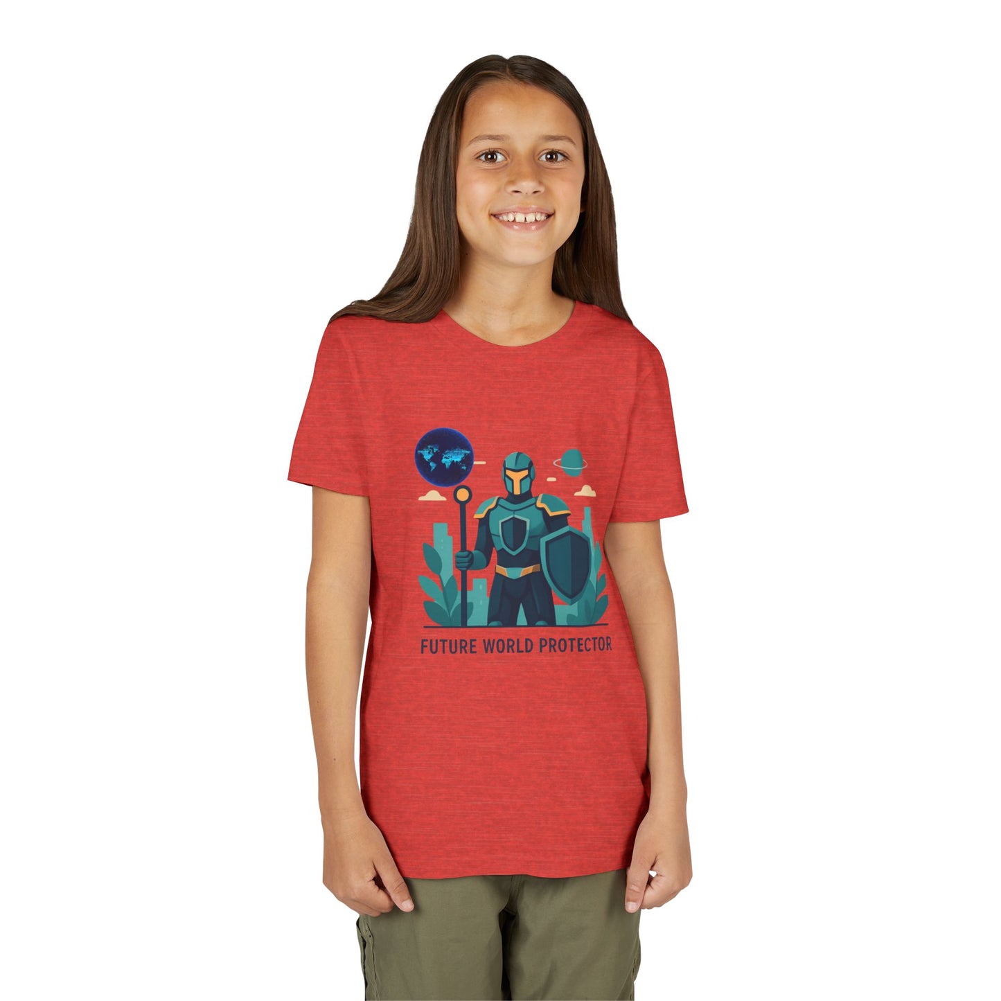 Youth Tee — "Future World Protector" Space Knight Graphic Shirt