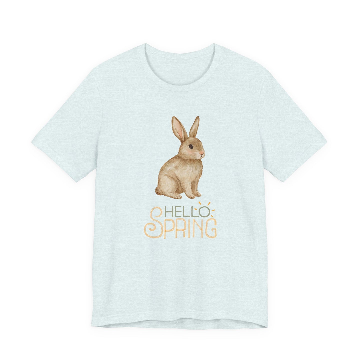 Hello Spring Bunny T-Shirt — Cute Watercolor Rabbit Spring Tee
