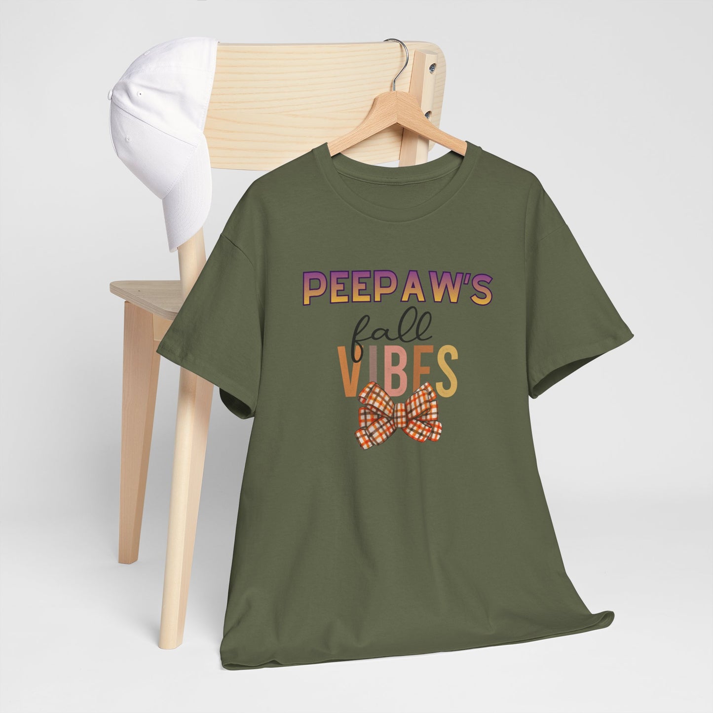 Pepaw's Fall Vibes T-Shirt — Grandpa Autumn Plaid Bow Tee