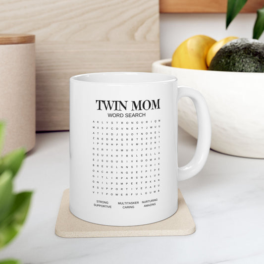 Twin Moms Word search Ceramic Mug