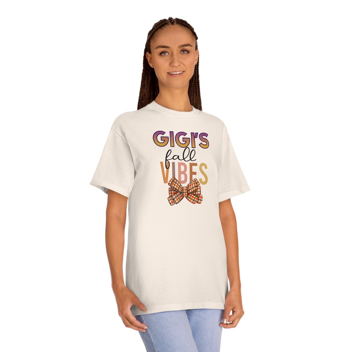 Gigi's Fall Vibes Tee — Plaid Bow Grandma Autumn Shirt