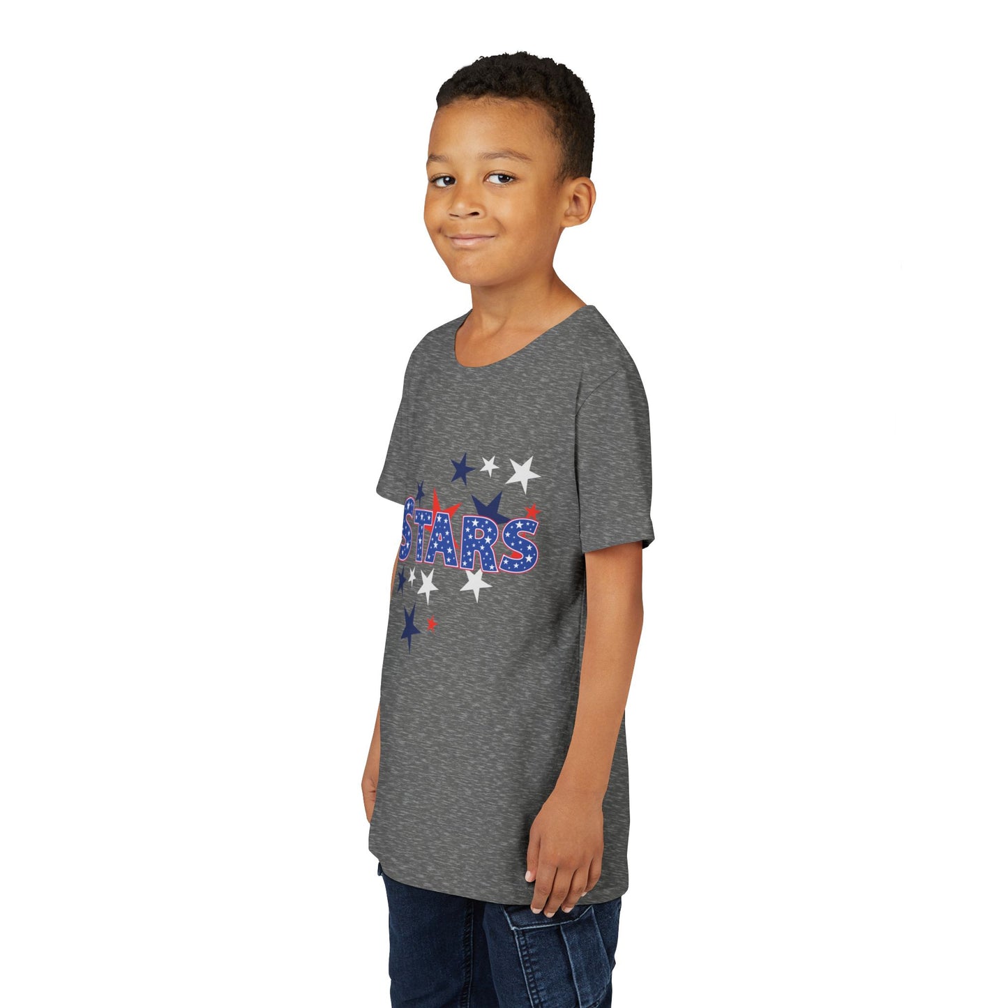 4th July -Youth Stars Tee - Patriotic Red White Blue Kids Shirt