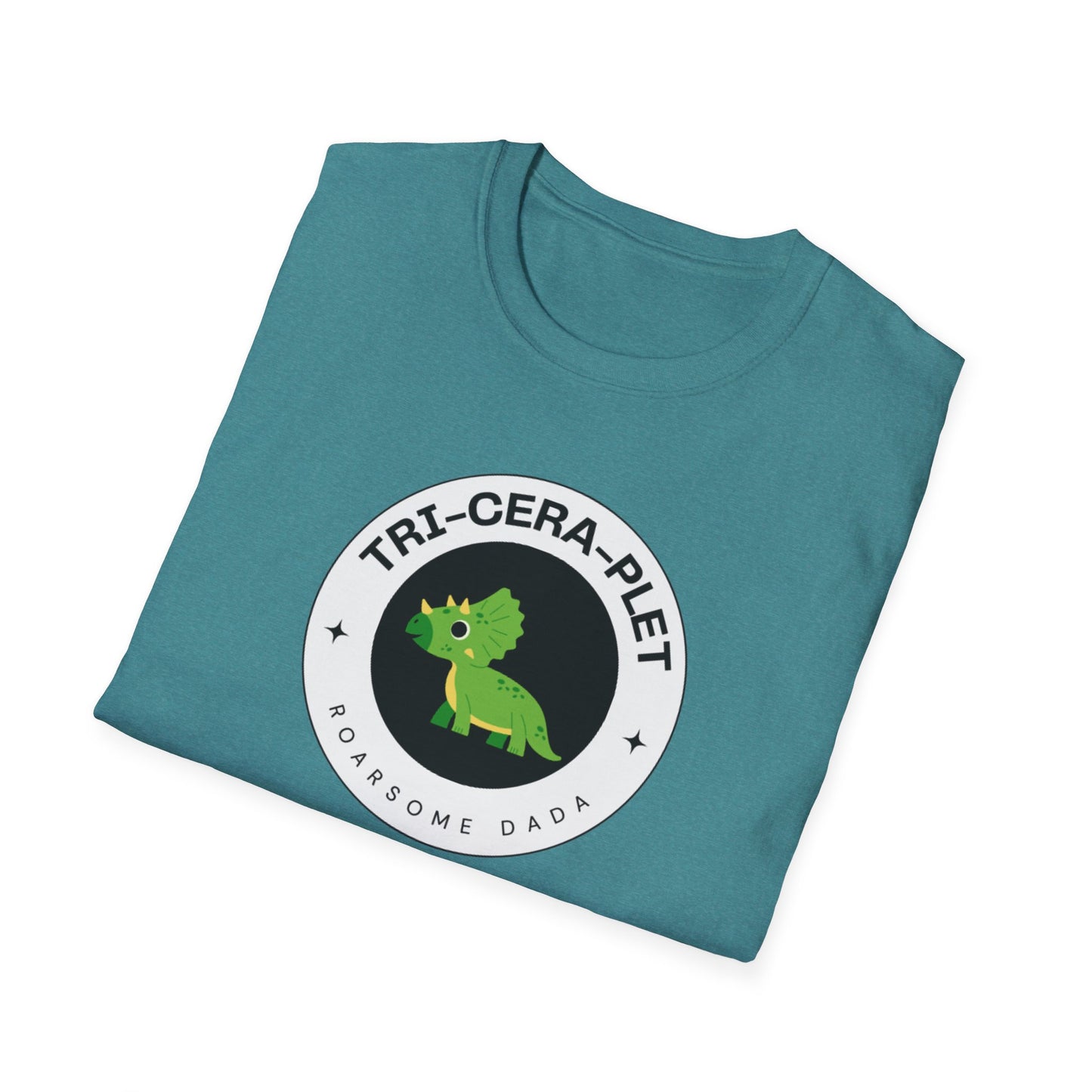 'Tri-Cera-Plet- Roarsome Dada"-Dinosaur Theme- Family Matching Set for Triplets and their Parents