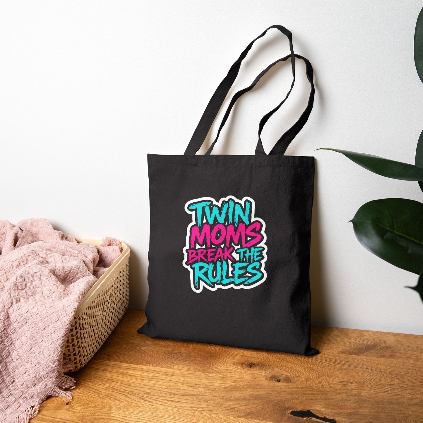 Twin Moms Break the Rules- Canvas Tote — Funny Mom Tote Bag for Twin Mothers